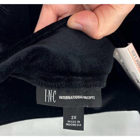 INC International Concepts Black Velvet Wide Leg High Rise Pants Plus 2X New NWT - Picture 10 of 11